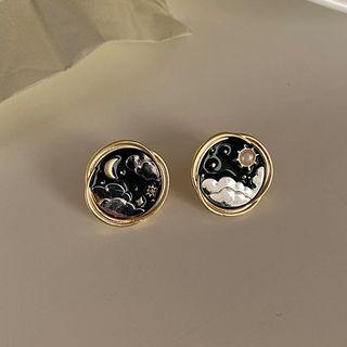 Moon & Star Alloy Earring
