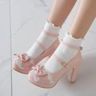 Lace Trim Block Heel Platform Mary Jane Shoes