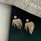Heart Fringed Dangle Earring 1 Pair - Gold - One Size