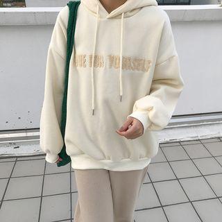 Set: Letter Applique Hoodie + Sweatpants