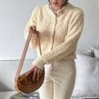 Fluffy Cropped Boucle-knit Cardigan