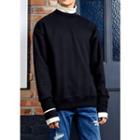 Mock-neck Contrast-layered Pullover