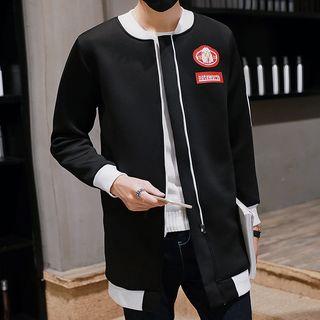 Color Panel Patch Embroidered Long Jacket