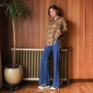 Bell-bottom Suspender Jeans