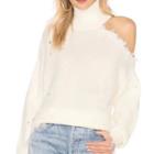 Long-sleeve Off-shoulder Distressed Knit Top