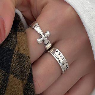 Cross / Lettering Alloy Open Ring