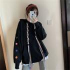 Contrast Button Hoodie