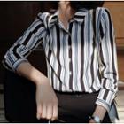Striped Shirt / Cropped Straight-fit Pants / Set