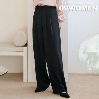 Pintuck-trim Wide-leg Dress Pants