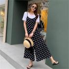 Set: Round-neck T-shirt + Polka-dot Jumpsuit Dotted - One Size