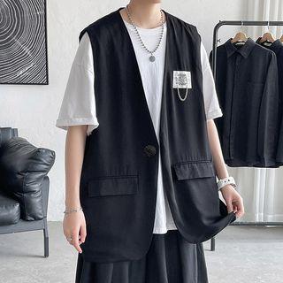 Applique Single-button Vest