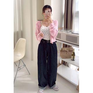 Dark Washed Wide Jeans With Belt