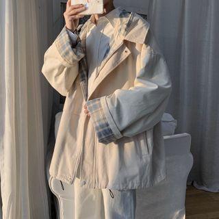 Plaid Lining Zipped Jacket