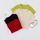 Short-sleeve Knit Crop Polo Shirt