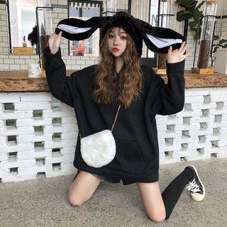 Animal Ear Hoodie Black - One Size