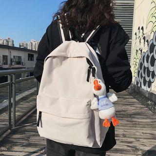 Plain Nylon Zipped Backpack