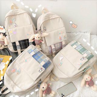Set: Plaid Backpack + Accessory