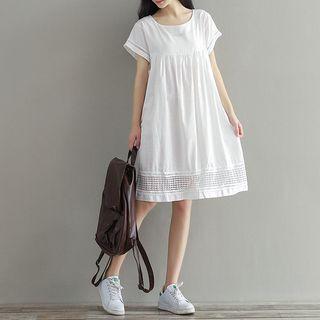 Lace Trim Short Sleeve Dress