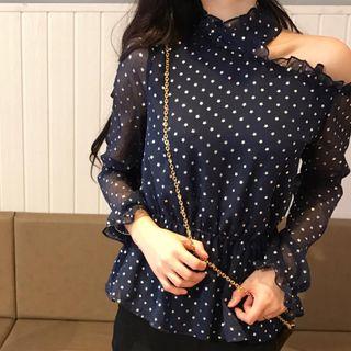 Mock-neck Star Print Long-sleeve Top
