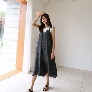 Tie-shoulder Dotted Jumpsuit