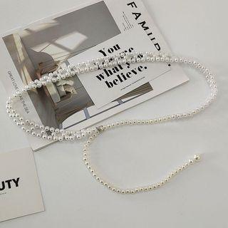 Faux Pearl Two Layer Chain Belt As Shown In Figure - One Size