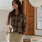 Tab-sleeve Two-way Plaid Shirt