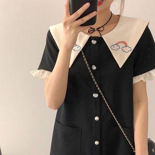 Ruffle Trim Printed Dress