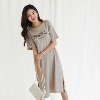 Letter-printed Midi T-shirt Dress