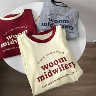 Short Sleeve Contrast-trim Lettering Print T-shirt