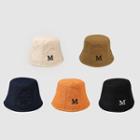 Embroidered Letter M Linen Cotton Bucket Hat