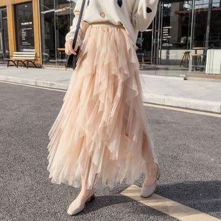 Ruffle Sheer Maxi Skirt