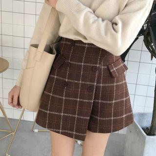 Check Double-breasted Culottes
