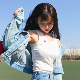 Embroidered Heart Tank Top