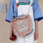 Cartoon Embroidered Ruffled Crossbody Bag 2 Tones - Blue & Pink - One Size