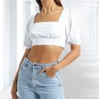 Short Sleeve Square-neck Crop Top