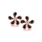Plated Rose Gold Flower Stud Earrings With Austrian Element Crystal Rose Gold - One Size