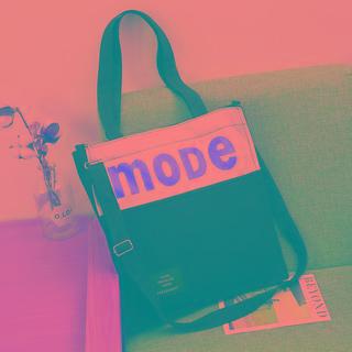 Canvas Lettering Color Panel Tote Bag