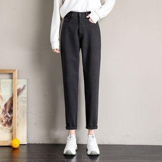 Cropped Straight Leg Wool Pants