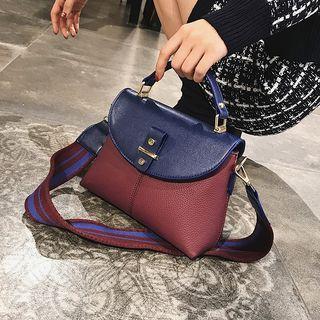 Color Block Wide-strap Satchel