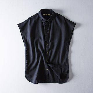Cap-sleeve Plain Shirt