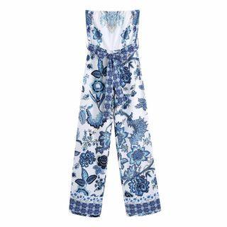 Strapless Print Wide-leg Jumpsuit