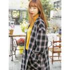 Notched-lapel Single-breasted Plaid Coat