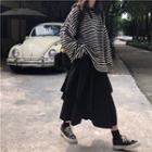 Long Sleeve Striped Tee / Ruffle A-line Skirt