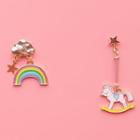 Asymmetrical Horse & Rainbow Drop Earring