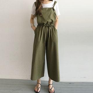 Sleeveless Drawstring-waist Wide-leg Jumpsuit