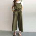 Sleeveless Drawstring-waist Wide-leg Jumpsuit