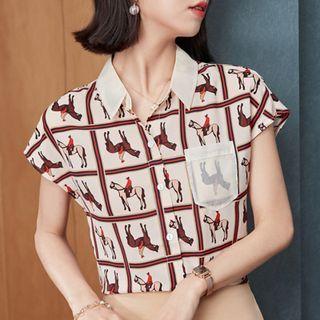 Shor-sleeve Horse Print Shirt