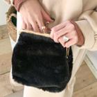 Metal-strap Faux-fur Shoulder Bag