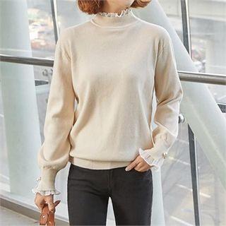 Frill-trim Lightweight Knit Top