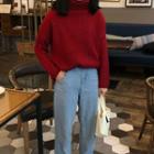 Turtleneck Sweater Rust Red - One Size
